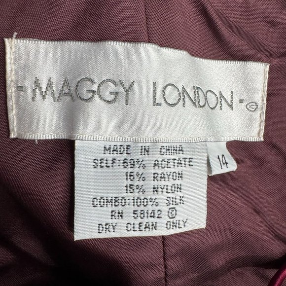Maggy London Velvet Slip Dress Womens‎ Vintage Formal Burgundy Fitted Spaghetti - Picture 4 of 7